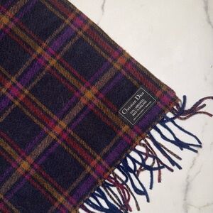 Christian Dior lambswool plaid scarf made in England RN61486